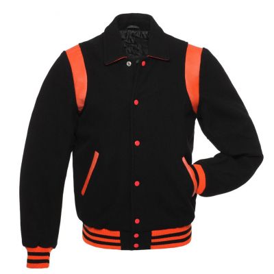 Single strips Varsity Jacket Black-Orange